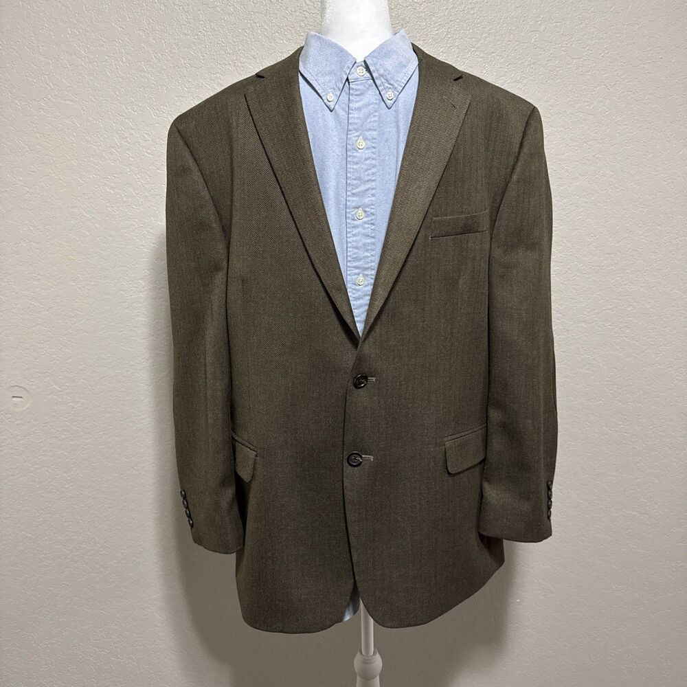 Ralph Lauren Herringbone Equestrian Blazer Sport Coat W/Elbow Patches Size 46R - Picture 2 of 16
